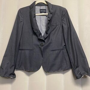 Giorgio Armani Women’s Blazer Jacket Size US 10 Luxury 100% Wool Designer Ruffle